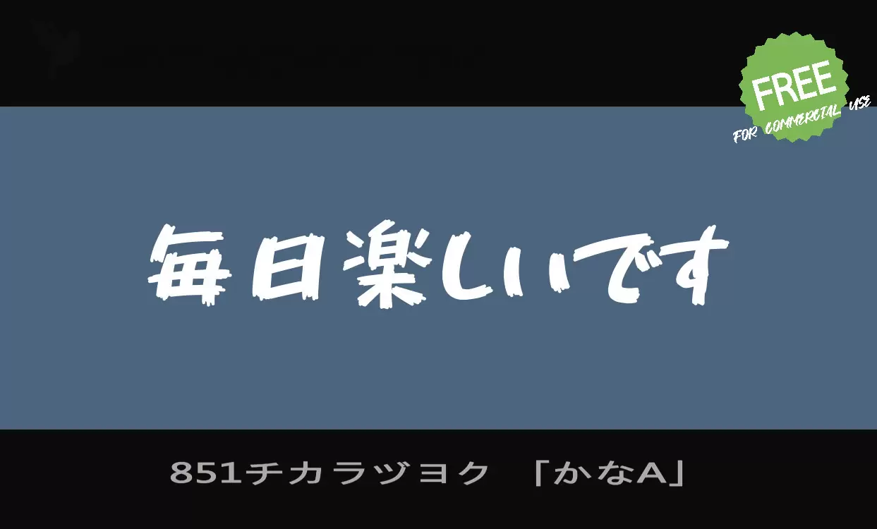 851チカラヅヨク 「かなA」字体