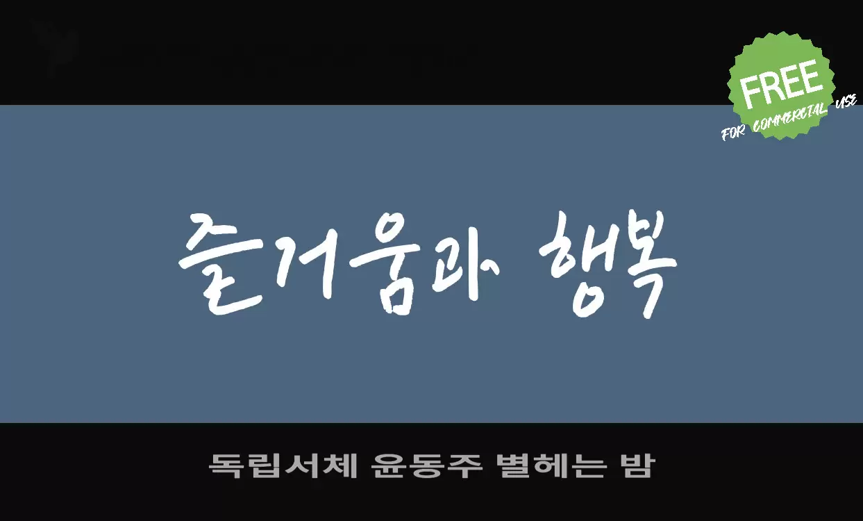 독립서체 윤동주 별헤는 밤字体