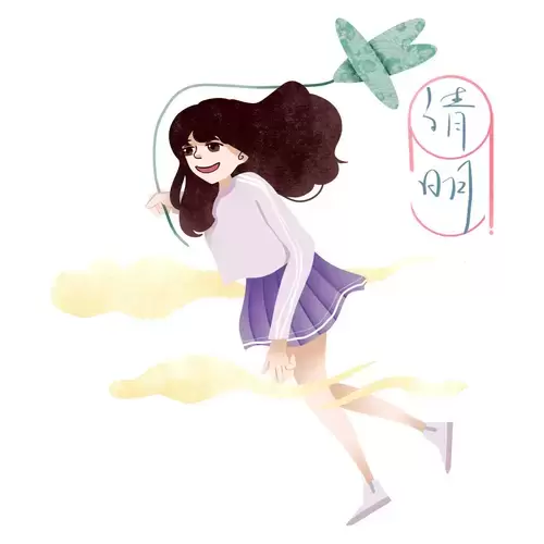 清明节-放风筝的女孩插图