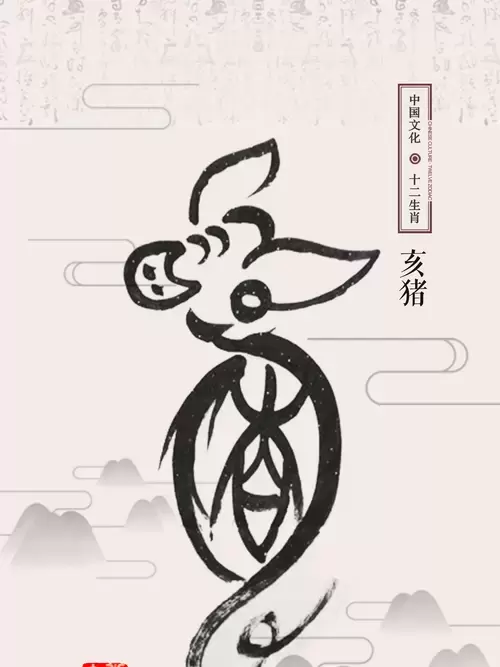 十二生肖-猪-汉字象形画插图