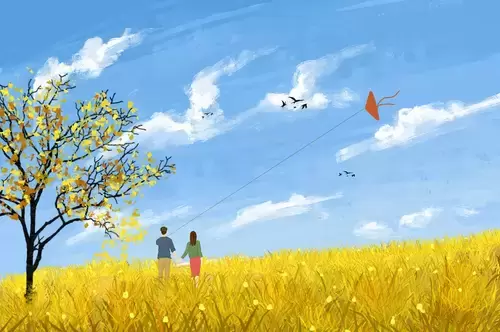 情人节-放风筝的男女插图