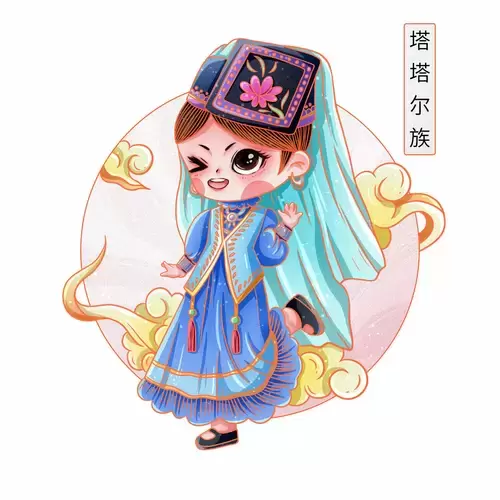 中国56个民族服饰-塔塔尔族插图