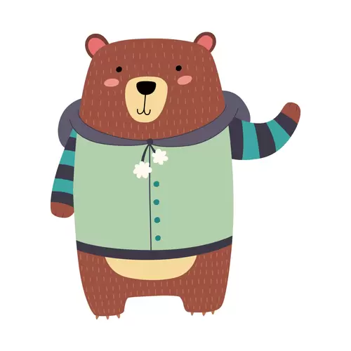 森林动物-穿外套的熊插图