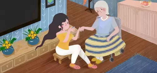 重阳节-给奶奶剪指甲的孙女插图