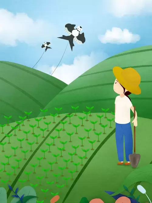 劳动节-农耕的农民伯伯-风筝插图