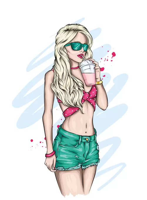 欧美时尚女性插图