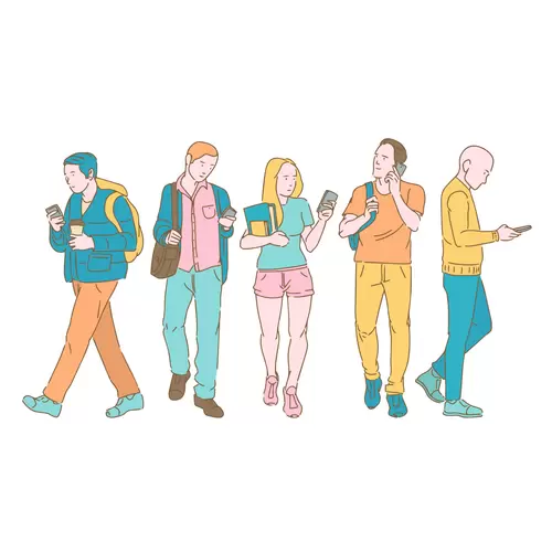 男生女生-卡通形象-放学时刻插图
