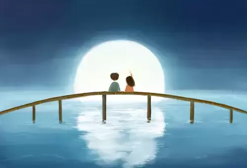 情人节-月光下的情侣插图