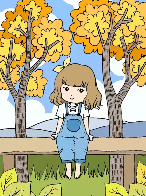 立秋-坐在树下的小女孩插图