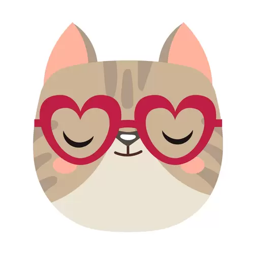 动物头像-猫咪-戴眼镜插图