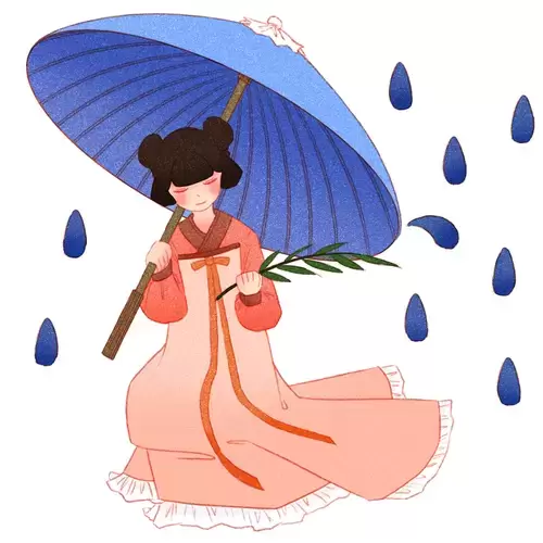 清明节-柳树枝-撑伞的仙女插图
