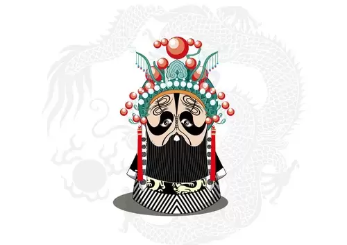京剧脸谱-项羽-霸王别姬-黑团龙蟒插图