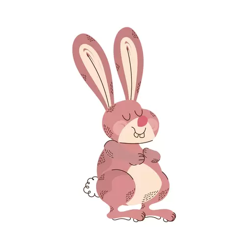 卡通动物-粉色兔子插图