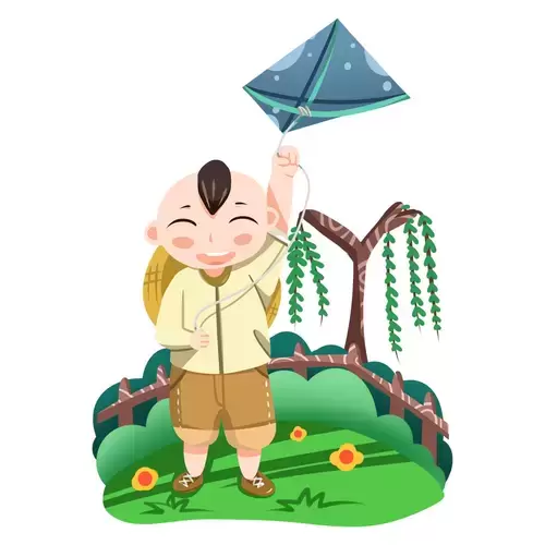 清明节-开心放风筝的小朋友插图