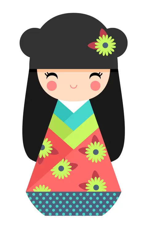 和服娃娃-Q版-女孩-木偶插图
