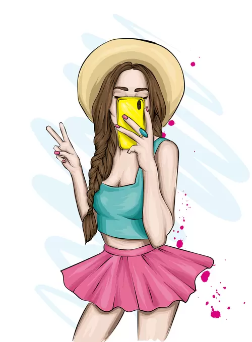欧美时尚女性插图