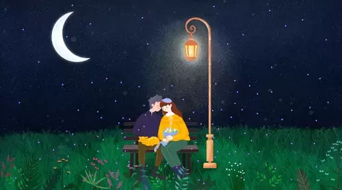 情人节-路灯下的情侣插图