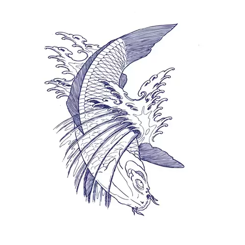 青花瓷锦鲤图案插图