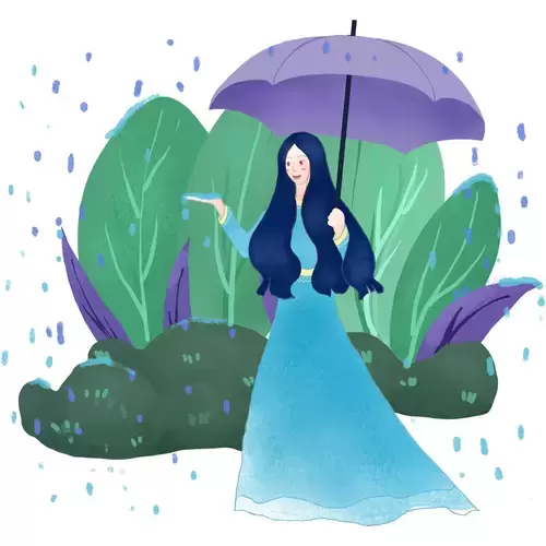 清明节-感受雨水-撑伞的少女插图