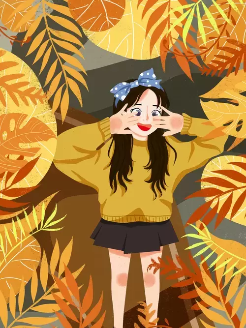 立秋-树丛里的小女孩插图