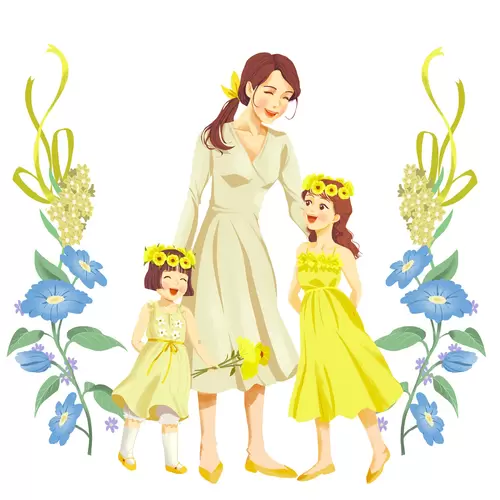 亲子家庭插图-母亲节-温馨-陪伴插图