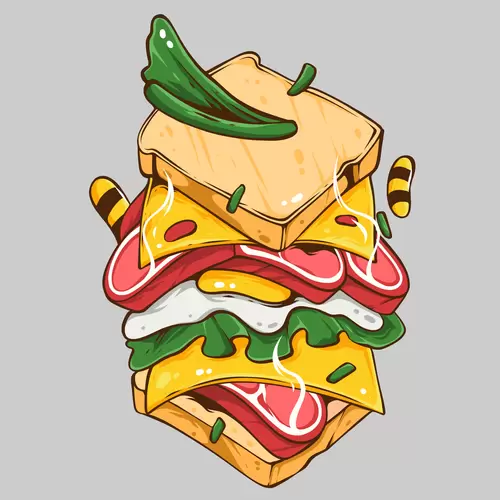 漫画风食物-汉堡插图