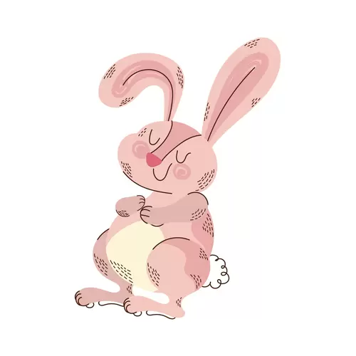 卡通动物-粉色兔子插图