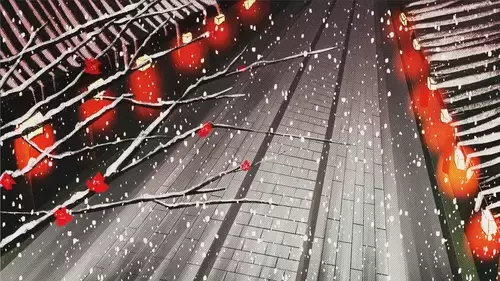 中国古建-古街月夜插图