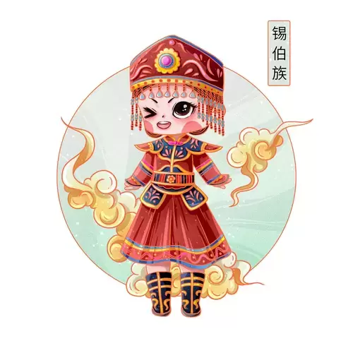中国56个民族服饰-锡伯族插图
