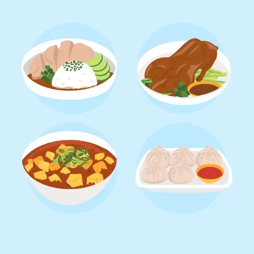 各地美食-中餐-海南鸡饭-北京烤鸭-麻婆豆腐-包子插图