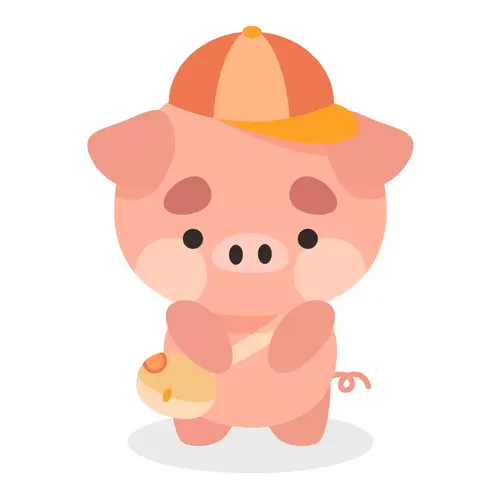 校园动物-小猪-背书包插图