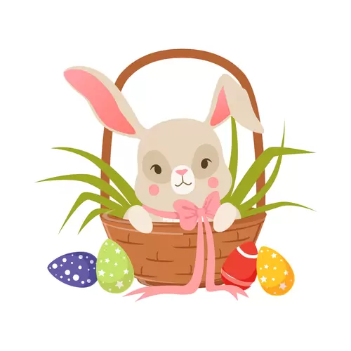 可爱兔子-花篮插图