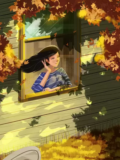 立秋-窗边听风的少女插图