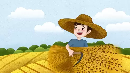 劳动节-收农作物-开心的农民插图
