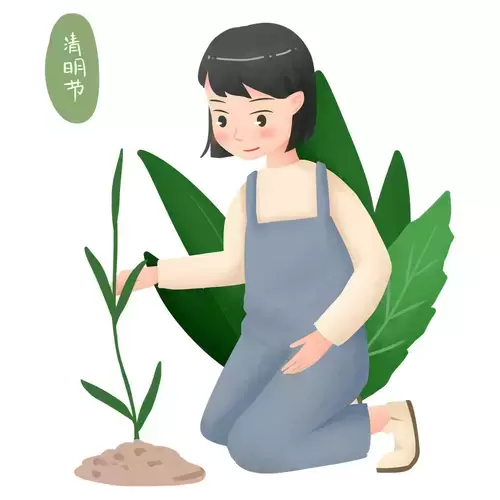 清明节-少女种树插图