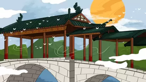 中国古建-桥上古亭插图