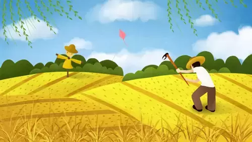 劳动节-锄地-田间农作的伯伯插图